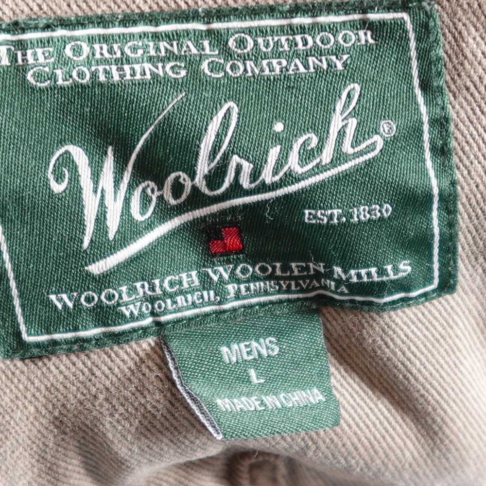 Woolrich Jacket Mens Large Tan Denim Sherpa Lined Full Zip Cotton Workwear Coat